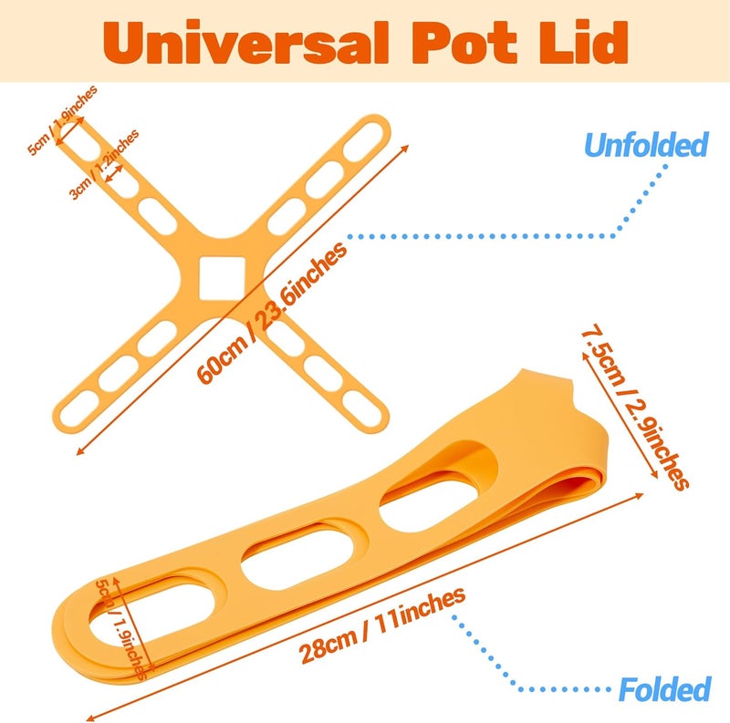 Dormercy 4-Hand Lid Latch, Silicone Lid Securing Strap for Crockpots, Camping Mat, Pots, Pans, Orange - Image 2